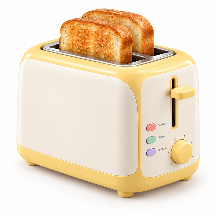 Retro 2-Slice Yellow Bread Toaster