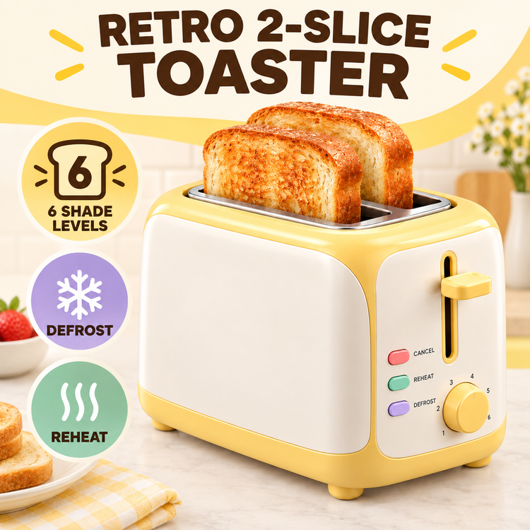 Retro 2-Slice Yellow Bread Toaster