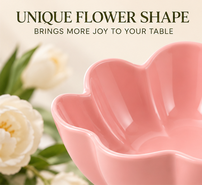 Flower-Shaped Ceramic Salad Bowl Set