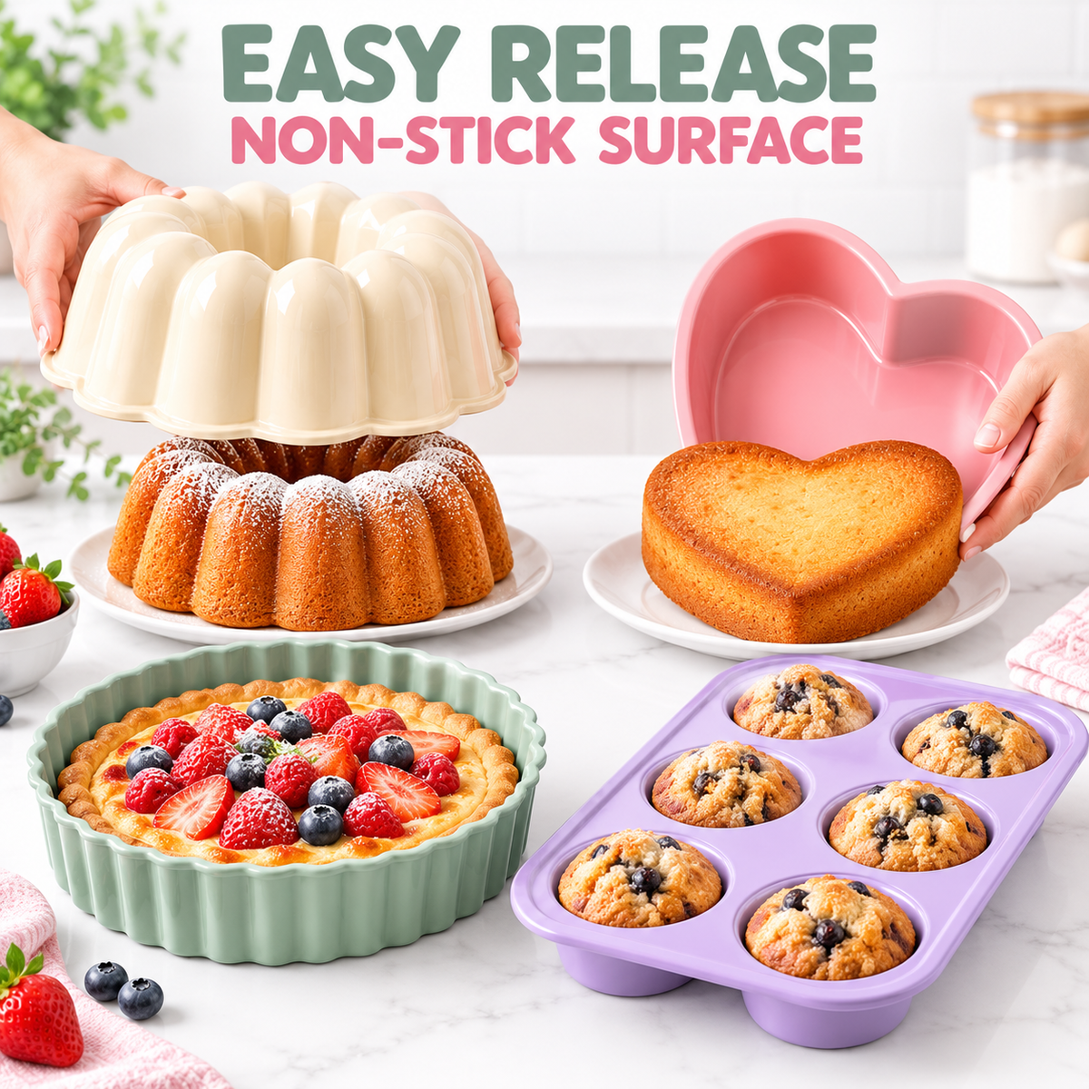 4-Piece Pastel Nonstick Bakeware Set