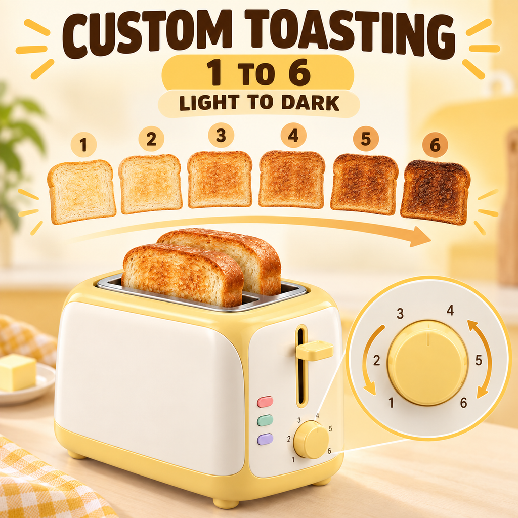Retro 2-Slice Yellow Bread Toaster