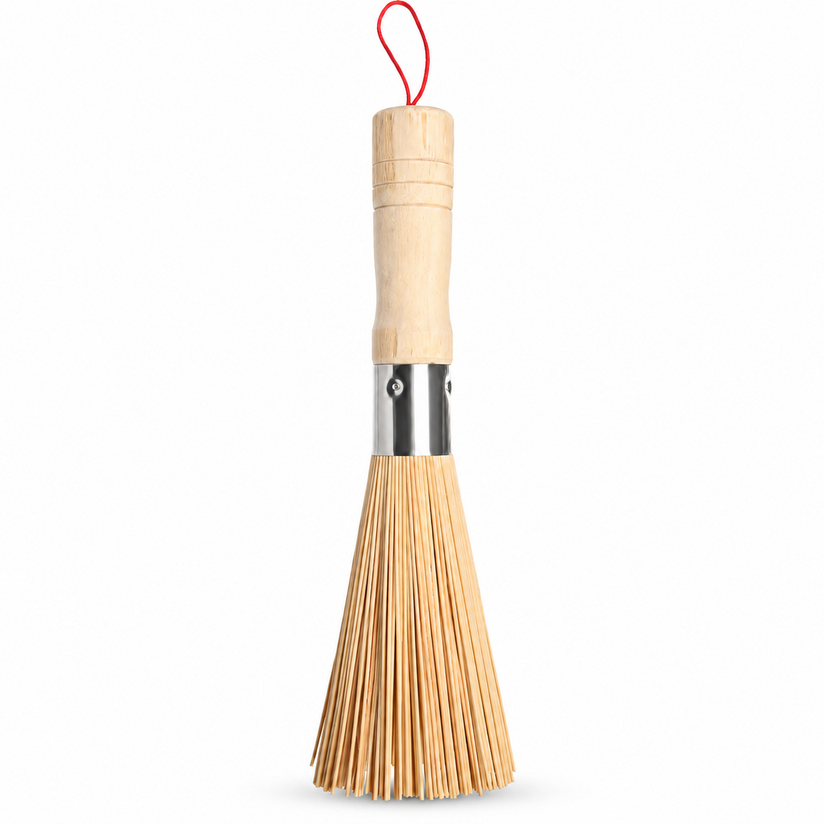 Natural Fiber Dish Brush with Wooden Handle, Eco-Friendly Kitchen Scrub Brush for Cleaning Pots, Pans, Dishes and Sinks, Durable Bristles with Hanging Loop